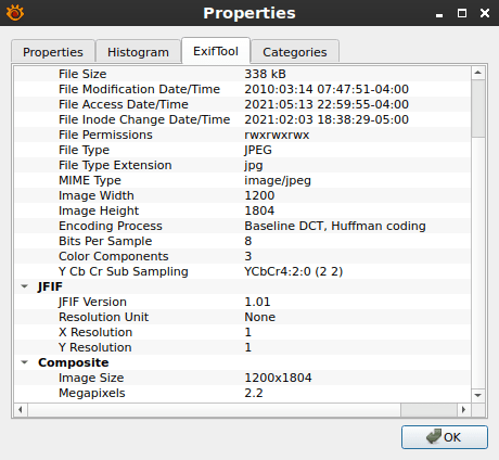 Exif data