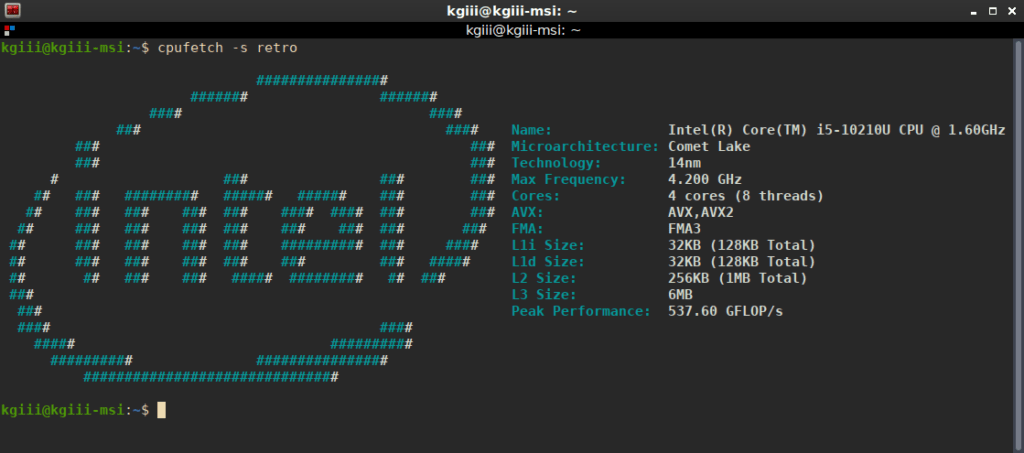 cpufetch in action