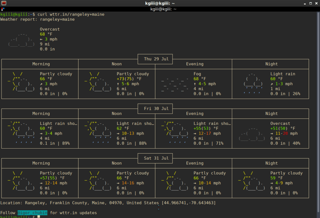 weather forecast in the terminal