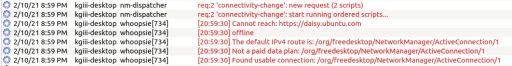 error messages in kystemlog