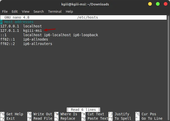 change the hostname