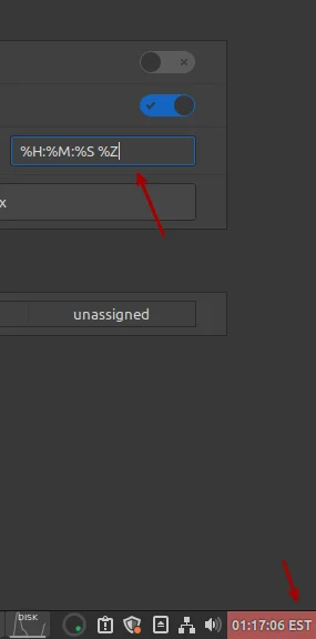 Using the #Z to show the timezone in the system clock.