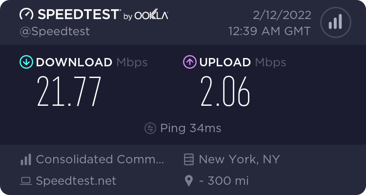 speedteest-cli results from my home