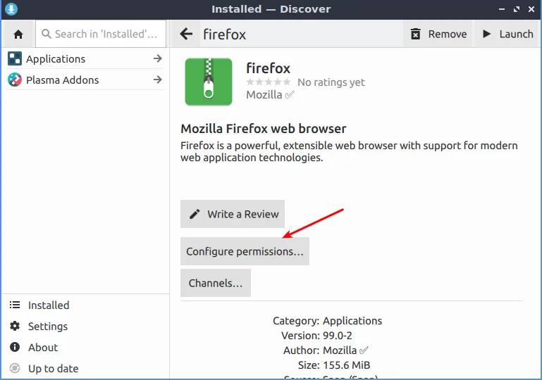 click on permissions to continue