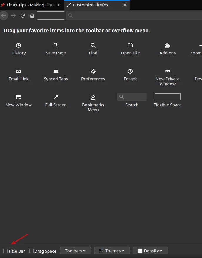 disable firefox title bar