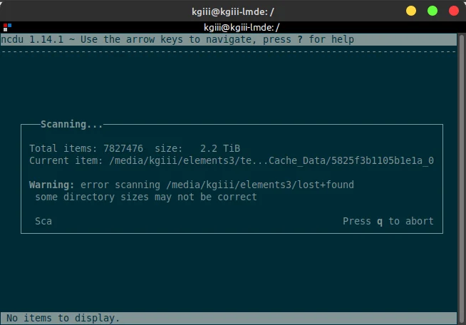ncdu can take a long time to run...